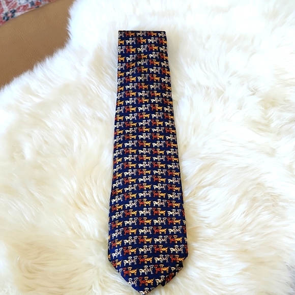 Adorable NWOT Salvatore Ferragamo Designer Silk Dog Tie 💙🐕🐾♥️🎁 - Picture 1 of 13